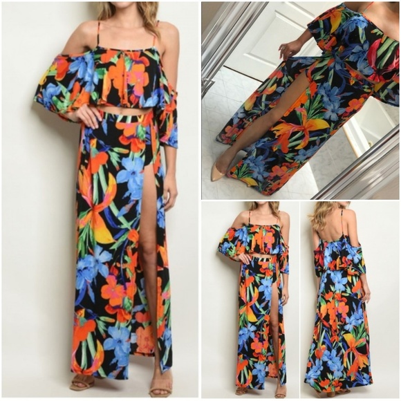 Trend Setter Diva Boutique Dresses & Skirts - LAST 1!TROPICAL PRINT 2 PIECE SET MAXI SKIRT & TOP
